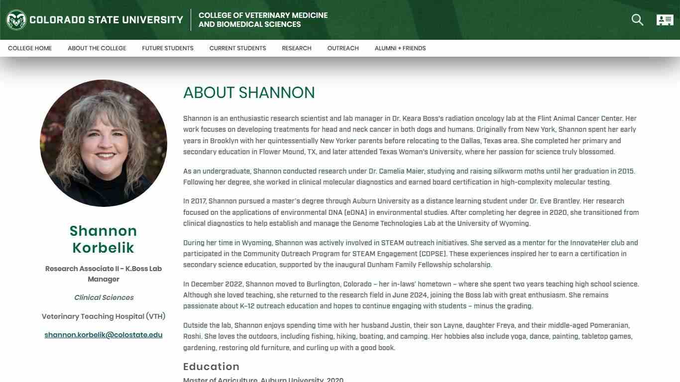 Shannon Korbelik - College of Veterinary Medicine & Biomedical Sciences